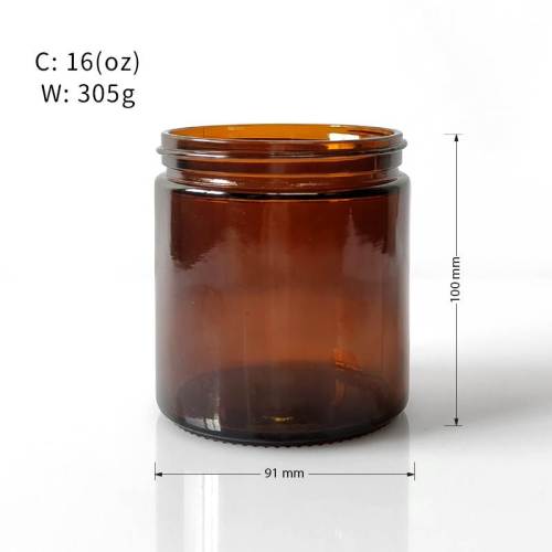 16 oz Amber Glass Candle Jars Wholesale | Glass Candle Vessels