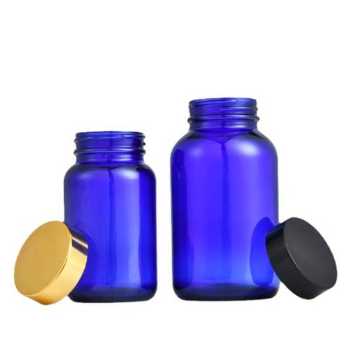 Botellas de vidrio para pastillas al por mayor | Frascos de medicina de vidrio azul para cápsula