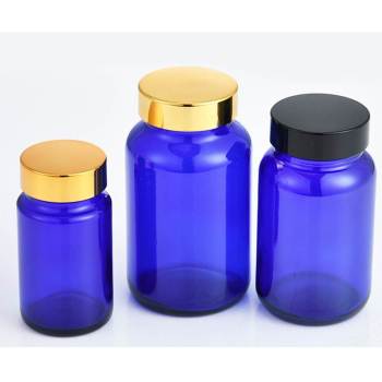 Glass Pill Bottles Wholesale | Blue Glass Medicine Bottles for Capsule