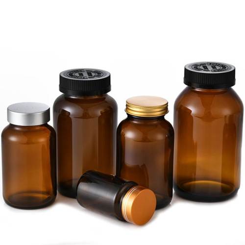 Bouteilles de pilules en verre ambré personnalisées | Bouteilles de médicaments en verre