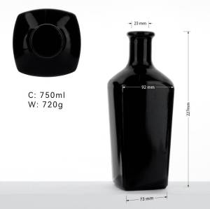 Botellas de licor de vidrio negro brillante personalizadas de 750 ml | Botellas de alcohol
