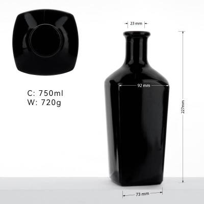 Custom 750ml Glossy Black Glass Liquor Bottles | Spirit Bottles