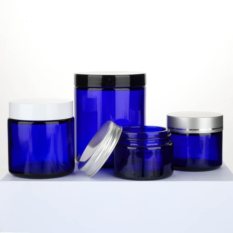 Blue Cream Glass Jar