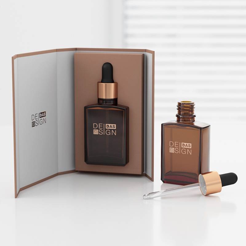 custom amber sqaure dropper bottle with box
