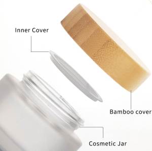 Wholesale Frosted Glass Cosmetic Jars with wooden lids | Custom Glass Cosmetic Containers