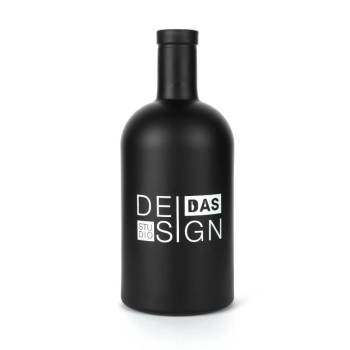 Custom Glass Spirits Liquor Bottles Nordic Matte Black 375ml 500ml 700ml 750ml with Bar Top Corks