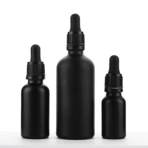 Custom Child Resistant Glass Pipette Dropper Bottles | Matte Black Euro Essential Oil Bottles