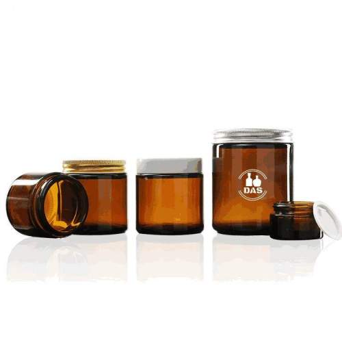 Amber Glass Cosmetic Jars | Straight Sided Glass Jars with Lids for Face Eye Cream, Oniment, Lotion