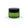 Custom 1 oz Glass Cosmetic Jars Matte Green wiht Plastic Lids for Makeup Cream