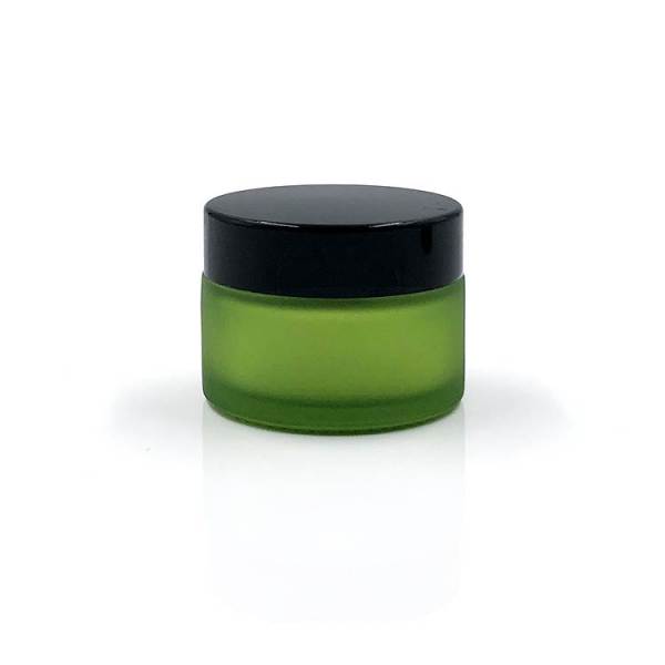 Custom 1 oz Glass Cosmetic Jars Matte Green wiht Plastic Lids for Makeup Cream