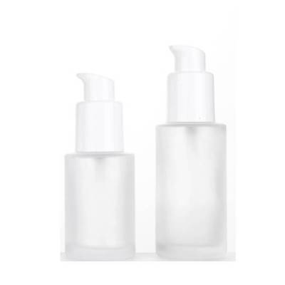 Frosted Glass Serum Lotion Pump Bottles Wholesale with Treatment Pump
