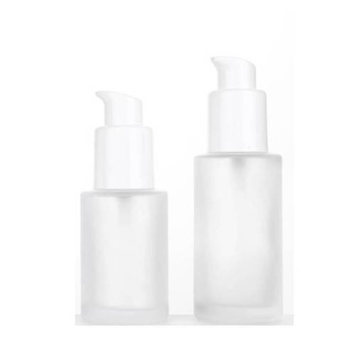 Frosted Glass Serum Lotion Pump Bottles Wholesale with Treatment Pump