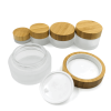 Pots cosmétiques en verre dépoli en gros avec couvercles en bois | Récipients cosmétiques en verre personnalisés