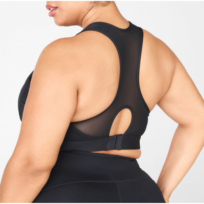Custom High Support Plus Size Front Zip Racerback Sports Bras with Cool Mesh-Aktik