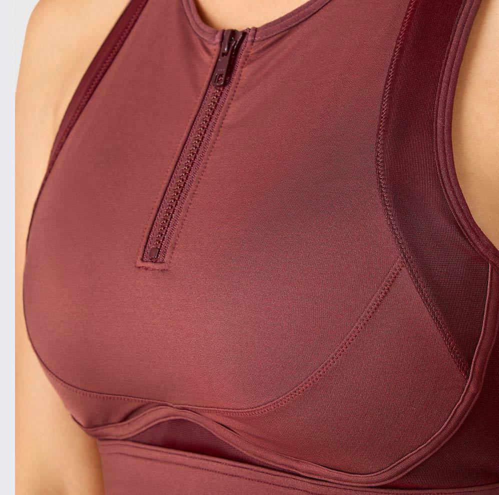 zip sports bra