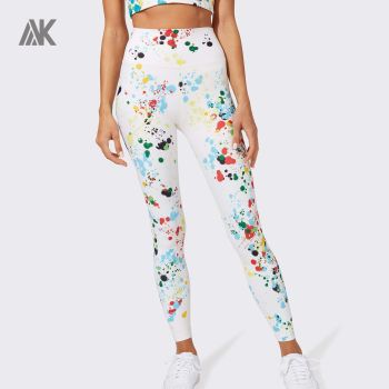 Private Label Wholesale Girls High Waisted Womens Printed Leggings-Aktik