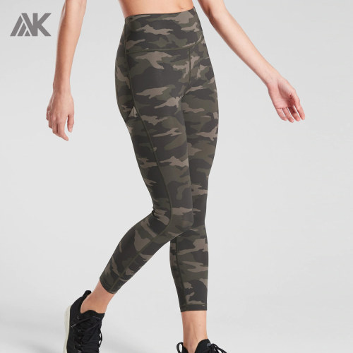 Leggings da allenamento a vita alta con stampa mimetica personalizzata con tasche-Aktik