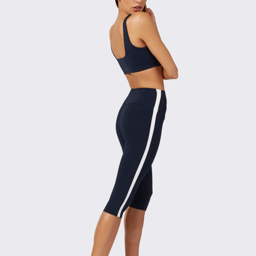 I migliori leggings a vita alta Capri personalizzati a righe bianche e nere-Aktik