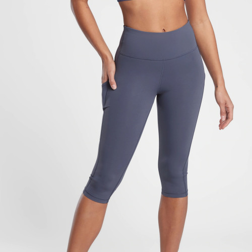 Legging capri taille plus gris pour femme avec poches sur les deux côtés-Aktik