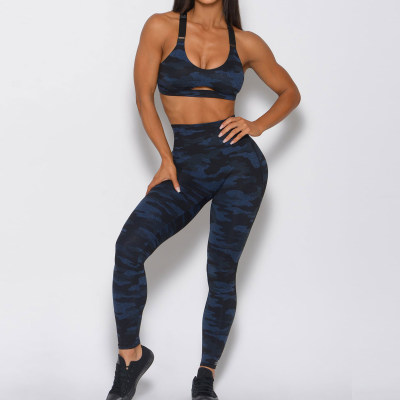 Private Label Wholesale Activewear Vendor Camo Sports Bra and Leggings Set-Aktik