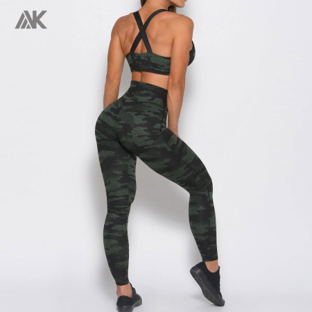Ensemble de soutien-gorge et de leggings de sport camo pour vendeur en gros de vêtements de sport de marque privée-Aktik