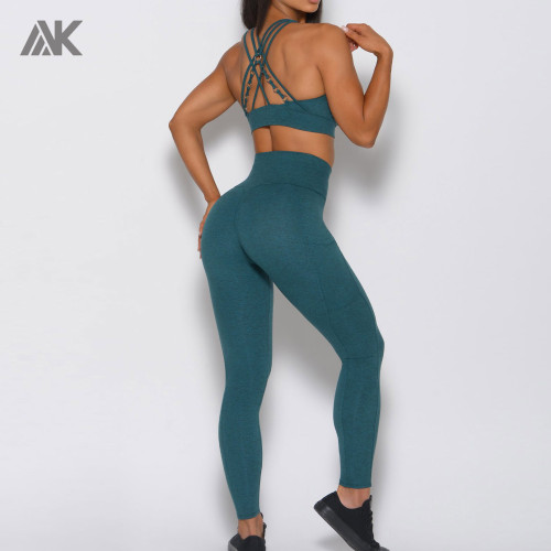 Abbigliamento da allenamento all'ingrosso con etichetta privata abbinato a reggiseno sportivo e leggings-Aktik