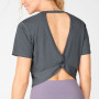 Benutzerdefinierte Crop Tops Kurzarm Rundhalsausschnitt Gym T-Shirts für Damen-Aktik