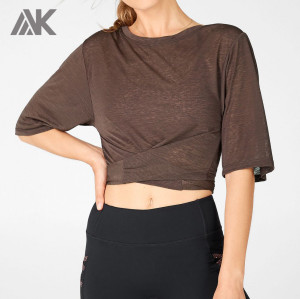 Private Label Womens Bulk Custom T Shirts Kurzarm Weiß Crop T Shirt-Aktik