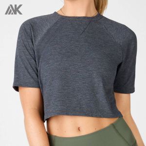 Maglietta ritagliata oversize girocollo in cotone spesso personalizzato per donna-Aktik