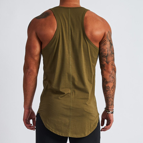 Custom Round Neck Racerback Cotton Athletic Tank Tops for Men-Aktik