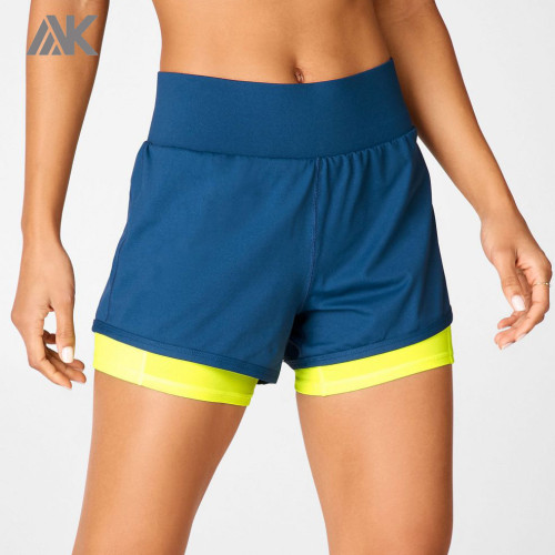 Benutzerdefinierte schnell trocknende Sportshorts für Damen mit Handytasche-Aktik