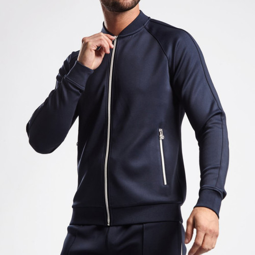 Benutzerdefinierte Herren Slim Fit Full Zip Up Großhandel Sweatsuits mit Reißverschlusstaschen-Aktik