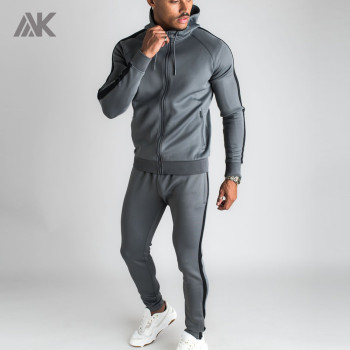 Custom Mens Full Zip Up Raglan Sleeve Wholesale Tracksuits with Zip Pocket-Aktik