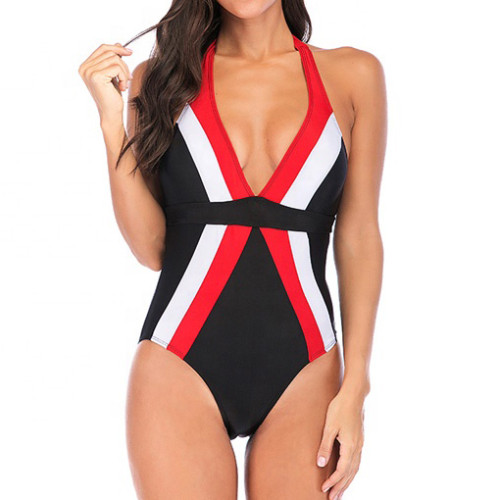 Private Label Wholesale Swimwear Deep V Neck One Piece Custom Swimsuits-Aktik