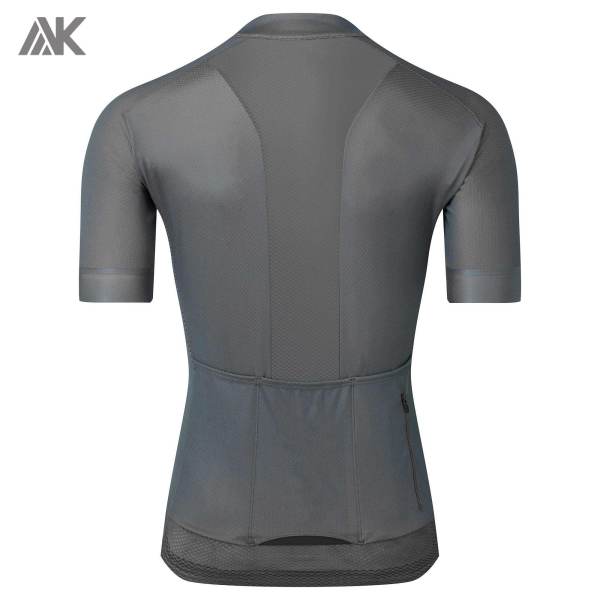 Abbigliamento da ciclismo personalizzato da uomo con zip intera in rete con tasca posteriore