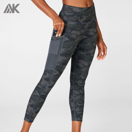 Collants de sport personnalisés taille haute camo pour femmes avec poches en filet-Aktik