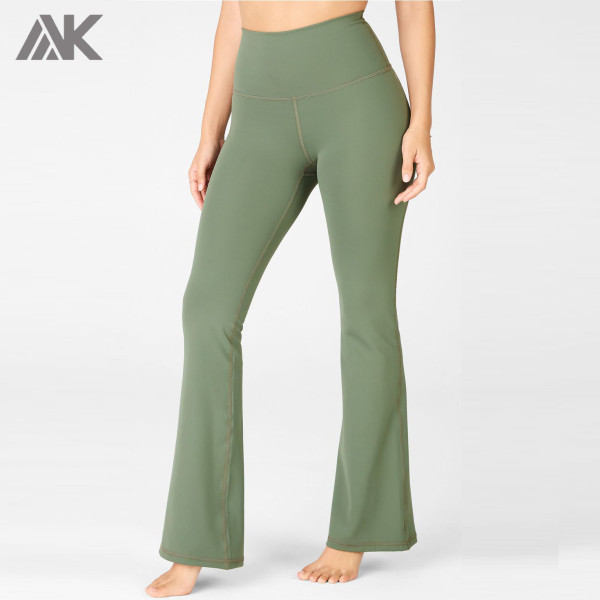 Private Label Activewear Lycar High Waisted Custom Wide Leg Yoga Pants-Aktik