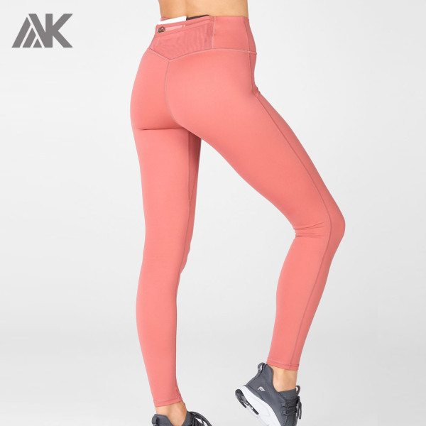 Private Label Womens No Front Seam Wholesale Leggings with Back Pockets-Aktik