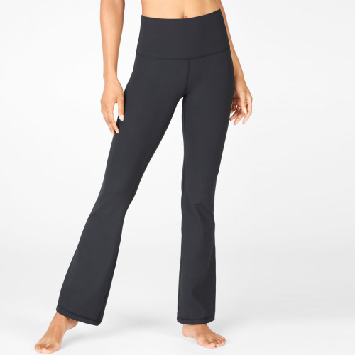 Pantaloni da yoga a gamba svasata in nylon a vita alta con controllo della pancia in nylon personalizzati per le donne