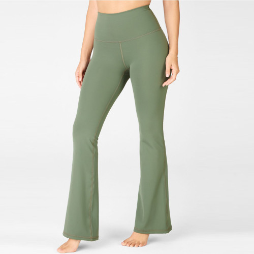 Pantaloni da yoga a gamba svasata in nylon a vita alta con controllo della pancia in nylon personalizzati per le donne