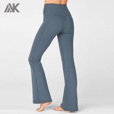 Pantaloni da yoga a gamba svasata in nylon a vita alta con controllo della pancia in nylon personalizzati per le donne