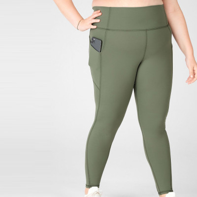 Custom Stretch High Waisted Tummy Control Plus Size Leggings with Pockets-Aktik