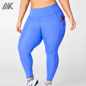 Custom High Waisted No Front Seam Workout Leggings With Phone