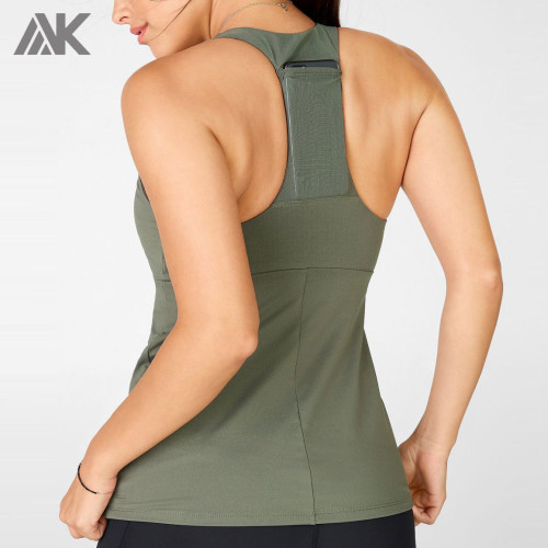 Débardeurs Dri Fit Muscle personnalisés Débardeurs à dos nageur pour femmes avec poche-Aktik