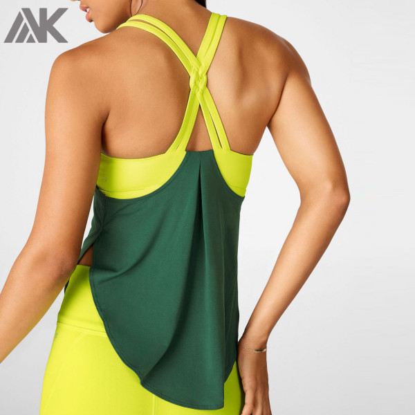 Custom Dri Fit Womens X-back Workout Tank Tops with Built in Bra Support-Aktik