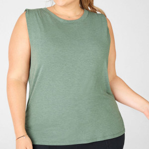 Custom Cotton Tank Tops Plus Size High Neck Damen lose Tank Top-Aktik