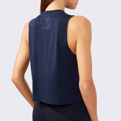 Custom Loose Fitting Cotton High Neck Tank Top Workout for Women-Aktik