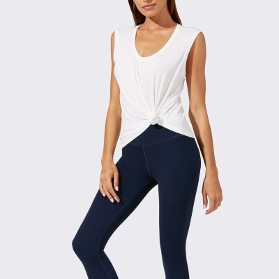 Custom Loose Fitting Crew Neck Rayon Sleeveless Tank Tops for Women-Aktik