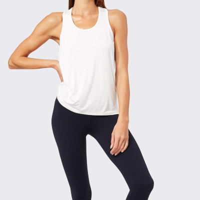 Custom Athletic Works Tank Tops Twist Back Cotton White Tank Top for Women-Aktik