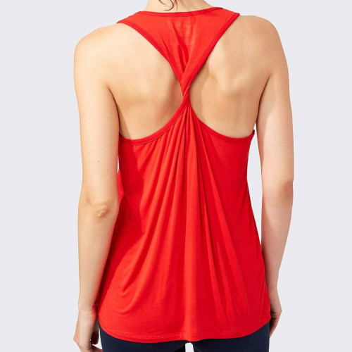 Benutzerdefinierte Athletic Works Tanktops Twist Back Baumwolle Weißes Tanktop für Damen-Aktik